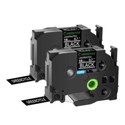 GREENCYCLE Compatible for Brother P-Touch Label Tape TZe-345 18mm 0.7" Laminated Black TZe345 TZ-345 TZe TZ 3/4 inch White on Black Label Maker Tape for PT-D410 PT-D400 PT-D610BT PT-D600, 2 Pack