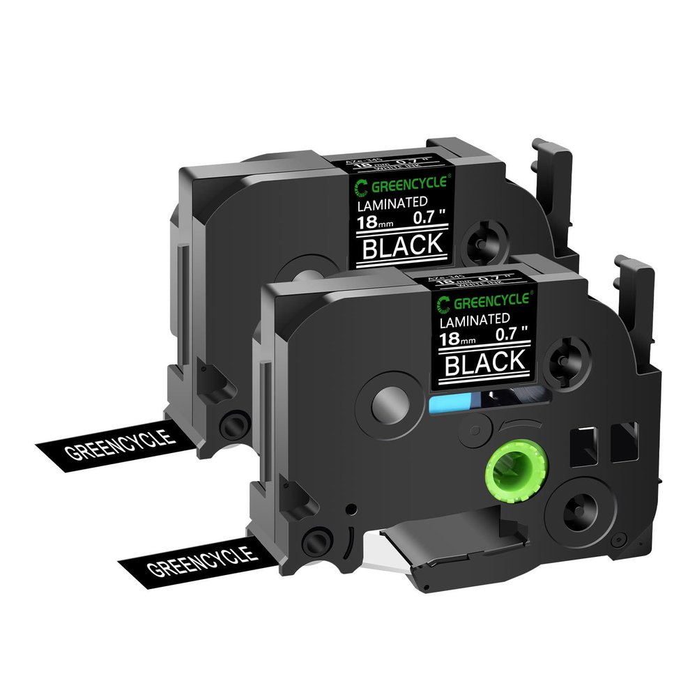 GREENCYCLE Compatible for Brother P-Touch Label Tape TZe-345 18mm 0.7" Laminated Black TZe345 TZ-345 TZe TZ 3/4 inch White on Black Label Maker Tape for PT-D410 PT-D400 PT-D610BT PT-D600, 2 Pack