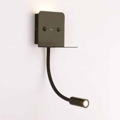 LED Gooseneck Wall Mount Reading Lamp Hardwired Wall Light, Modern Interior Lighting, USB Charging Port, Headboard Lamps for Bedroom Bedside Study Room