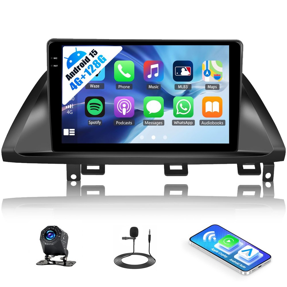 4+128G Android 15 Car Stereo for Honda Odyssey 2005-2010 with Wireless Carplay Android Auto, 10 inch 1280 * 720P IPS Touchscreen Bluetooth Car Radio Support GPS WiFi AHD Rear Camera FM RDS EQ SWC
