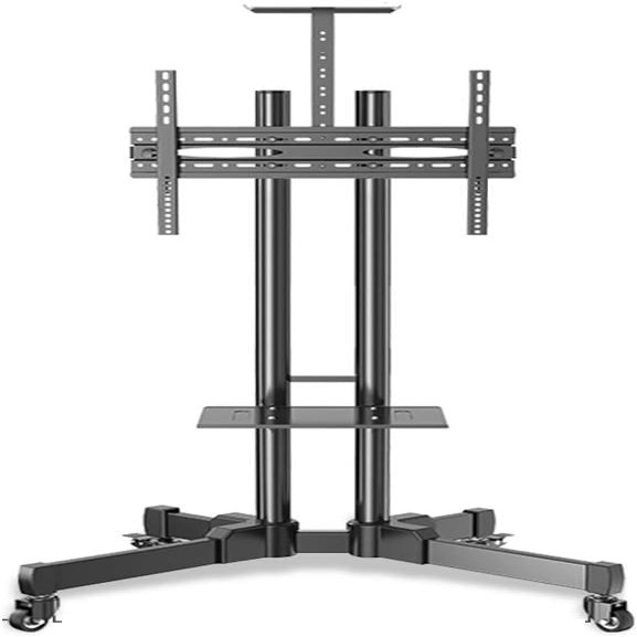 GDMEPMU Mobile TV Stand, TV Stand on Wheels, TV Stand Extra Tall with Height Adjustable Mount Bracket and 2 Tray, Universal Mobile TV Cart