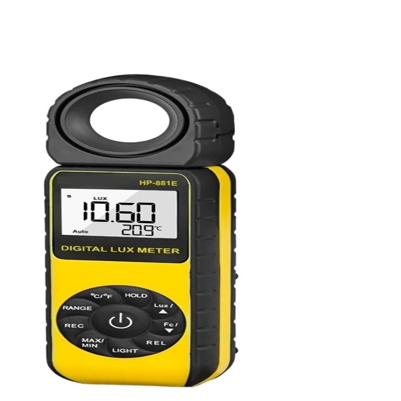 UV Meter, HP-881E Luxmeter Lumen Meter Handheld Light Calibrator with 270 Rotatable Detector, Measuring Range 0.1~300,000Lux