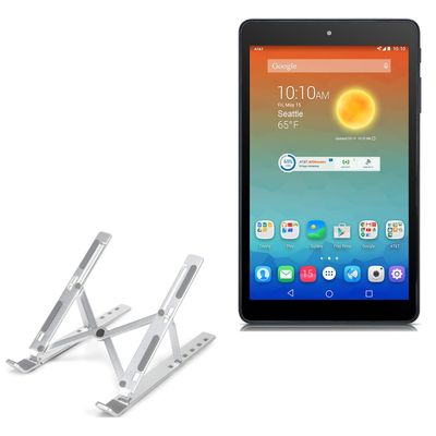 BoxWave Stand and Mount Compatible with AT&T Trek HD - Compact QuickSwitch Stand, Portable Multi Angle Viewing Foldable Riser - Metallic Silver