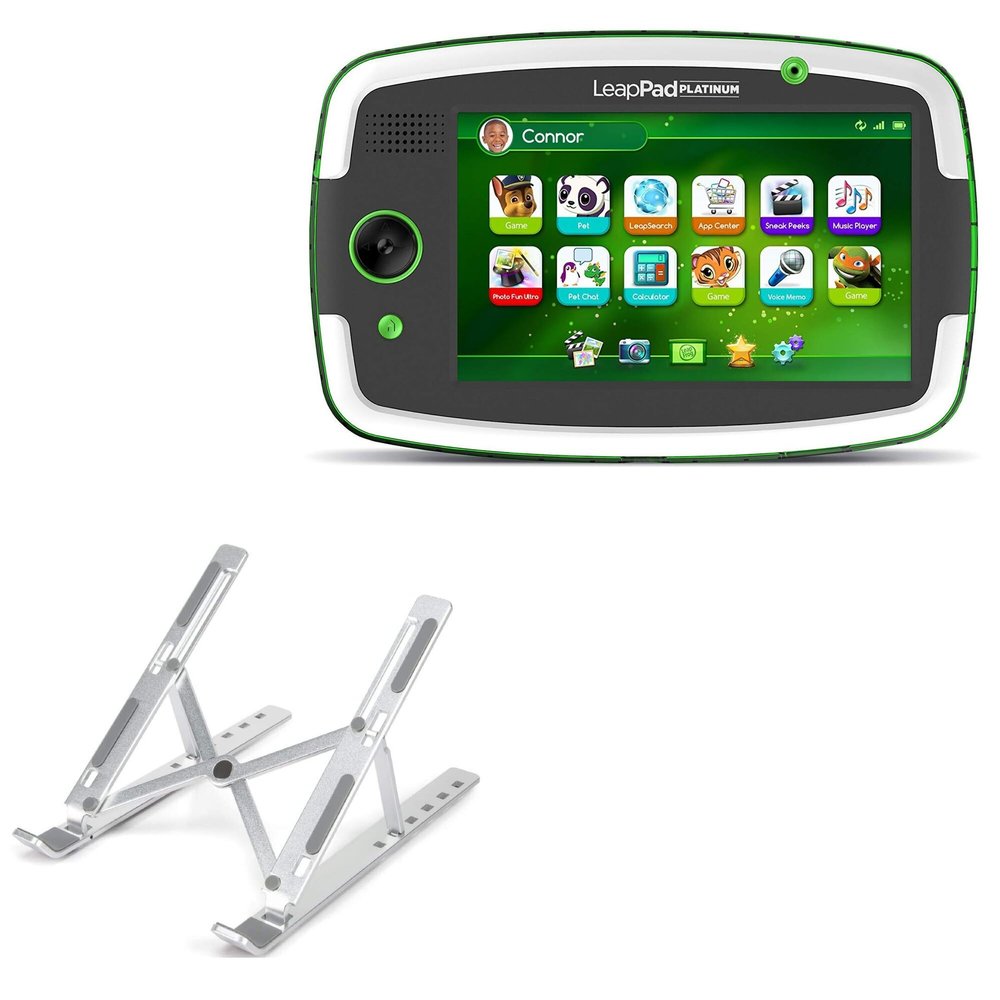 BoxWave Stand and Mount Compatible with Leapfrog LeapPad Platinum - Compact QuickSwitch Stand, Portable Multi Angle Viewing Foldable Riser - Metallic Silver