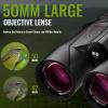 12x50 Binoculars for Adults, ED Professional/Waterproof Fogproof Optics Binoculars with Low Light Night Vision, Durable and Clear FMC BAK4 Prism Lens, for Birds Watching Hunting Traveling view 3
