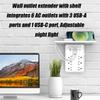 Wall Outlet Extender with Shelf & Night Light, Surge Protector Multi-Plug Outlet with 3 USB & 1 USB C Charging Ports, Flat Plug Power Socket Expander for Home & Office (1PC) view 2
