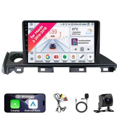 Android 14 Car Radio Stereo for 2016-2018 Mazda 6-9.1" IPS Touch Screen, Upgrade Dash Kit with CarPlay & Android Auto, GPS Navigation, SWC Support, Bluetooth 5.0, WiFi, 4/5G,
