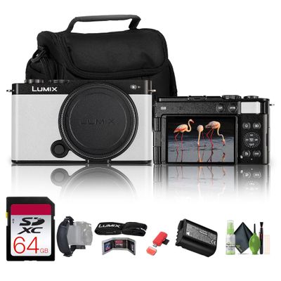 Panasonic Lumix S9 Mirrorless Camera (White) + 64GB Memory Card + Travel Bag + Cleaning kit + Hand Strap + Memory Card Wallet + USB Card Reader, SD/microSD + More