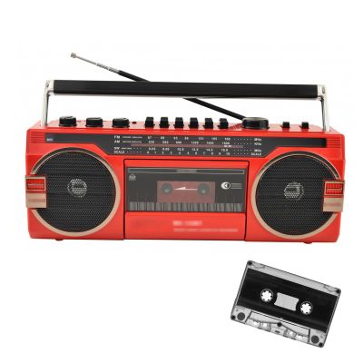 Retro Tape Recorder Am/Fm Radio,Portable Cassette Player Radio,Retro Boombox Player,Dual Channel Sound Quality,Comes with a Cassette Tape,for Small Gatherings and Performances(Color:Red)