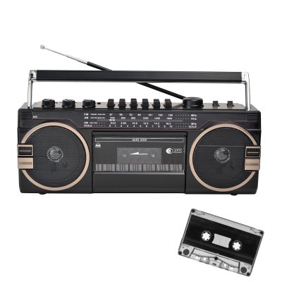 Retro Tape Recorder Am/Fm Radio,Portable Cassette Player Radio,Retro Boombox Player,Dual Channel Sound Quality,Comes with a Cassette Tape,for Small Gatherings and Performances(Color:Black)