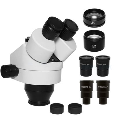 LJSM Lab Microscope Slides 3.5X-180X Industrial Simul-Focus Trinocular Microscope Head for Cell Phone SMD PCB Soldering Repair Zoom Stereo Microscope Head Microscope Parts(3.5-180X White)
