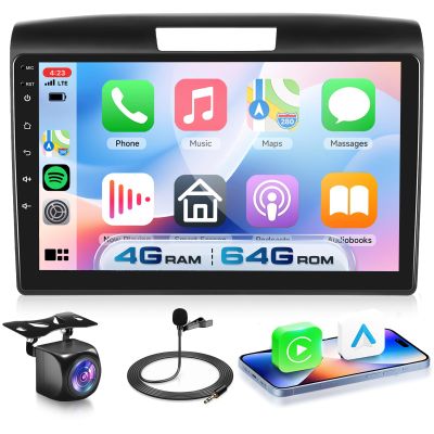 4G+64G Android 15 Car Stereo for Honda CRV C-R-V 2012-2016 with Wireless Carplay Android Auto, 9 Inch 1280 * 720 Touch Screen GPS/WiFi/Bluetooth 5.0/ FM/32EQ/ SWC/Backup Camera