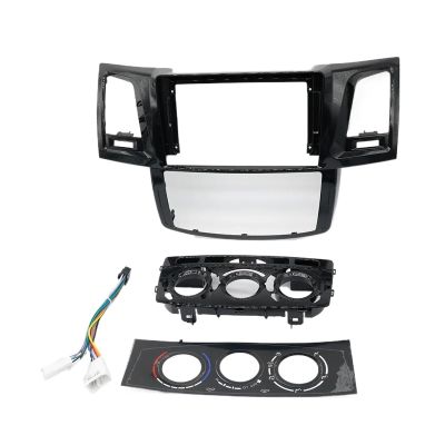 Car Radio Panel 9 Inch Adapter Car Radio DVD Player Fit for Fascias Frame Fit for Toyota Fortuner Hilux Fit for Vigo 2007-2015 Android Fit for Dash Fitting Panel Kit Nice-Looking(Wooden MT Frame)