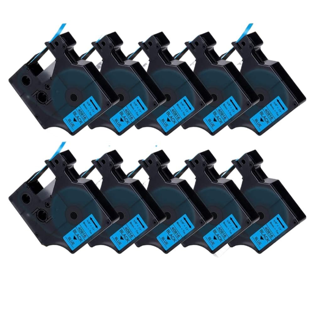 10PK 9mm 40913 Tape Compatible with D1 Tape 40910 40913 40916 40917 40918 40919 Label Tape Works with LabelManager 160 280 Label Maker(Black on Blue)