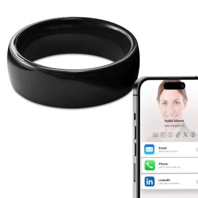 NEXUVELL Digital Business Card Ceramic Ring Ntag215 Chip NFC Smart Ring Touch to Share for Bussiness Tags Applicable to Phone (US#6)
