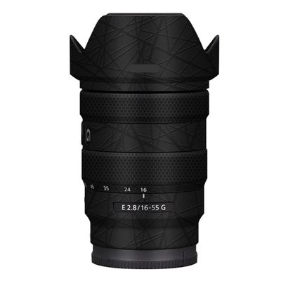 Camera Lens Sticker Coat Wrap Protective Film Body Protector Decal Skin for Sony E 16-55mm F2.8 16-55 2.8(Cross Ultra Black)