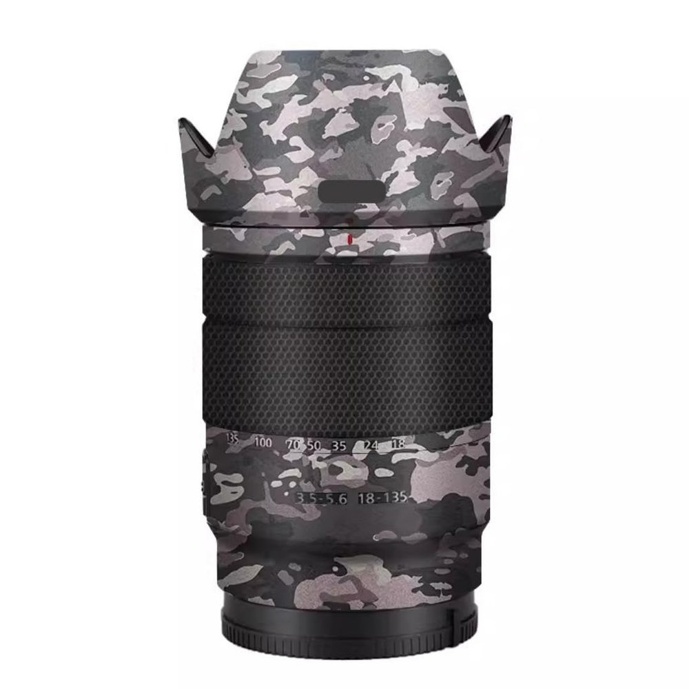 Lens Cap Skin Anti-Scratch Camera Sticker for Sony E 18-135mm F3.5-5.6 Protective Wrap Film Body Protector Decal 18-135 F 3.5-5.6(Field Camouflage)