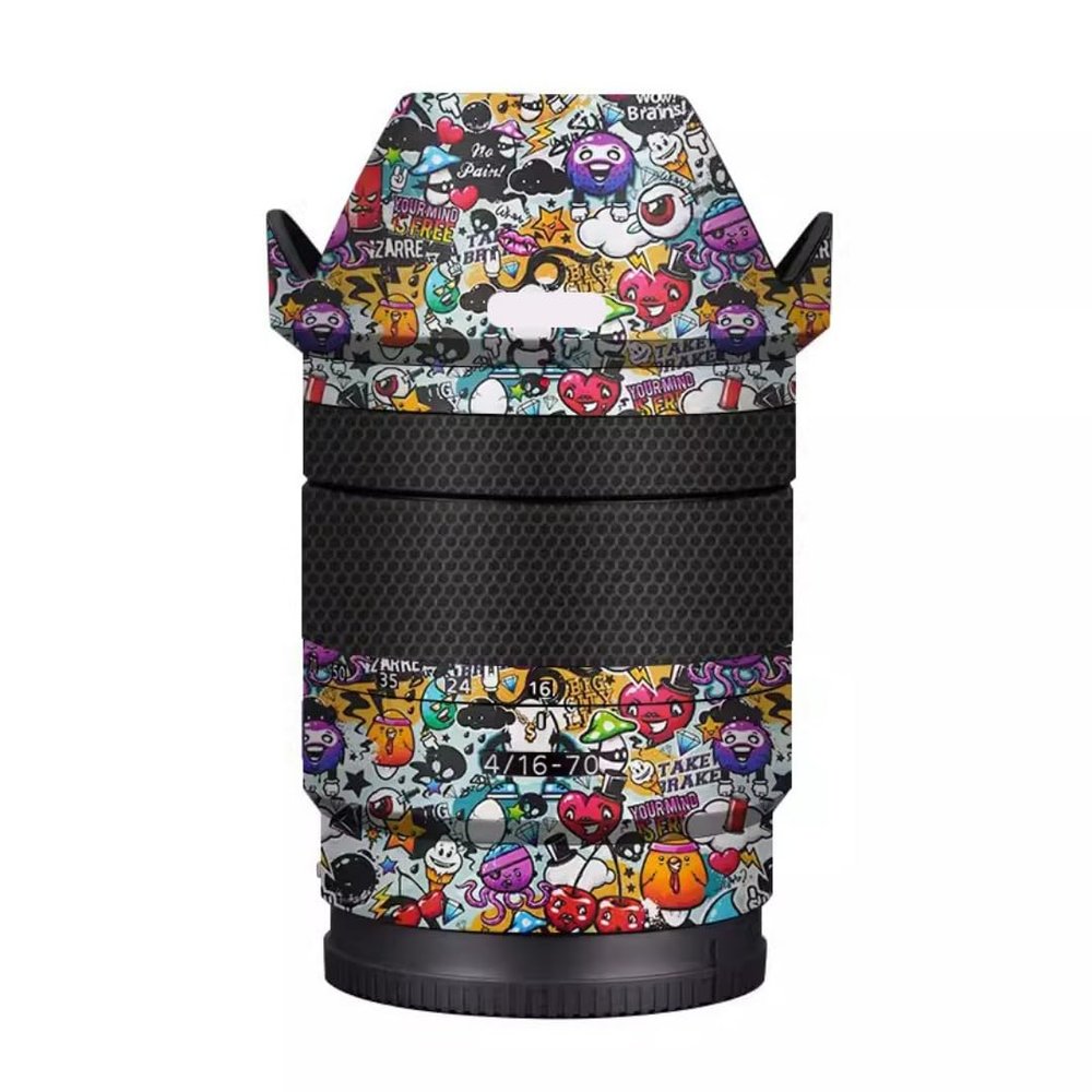 Camera Lens Skin Anti-Scratch Sticker for Sony E 16-70mm F4 ZA Coat Vinyl Protective Film Decals 16-70 F4 ZA(Graffiti White)
