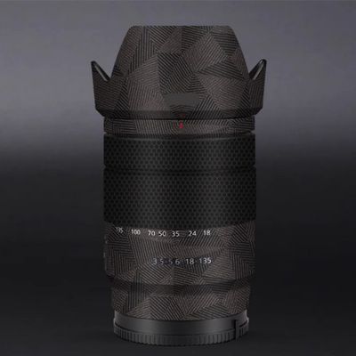 Lens Cap Skin Anti-Scratch Camera Sticker for Sony E 18-135mm F3.5-5.6 Protective Wrap Film Body Protector Decal 18-135 F 3.5-5.6(Triangle Brown)