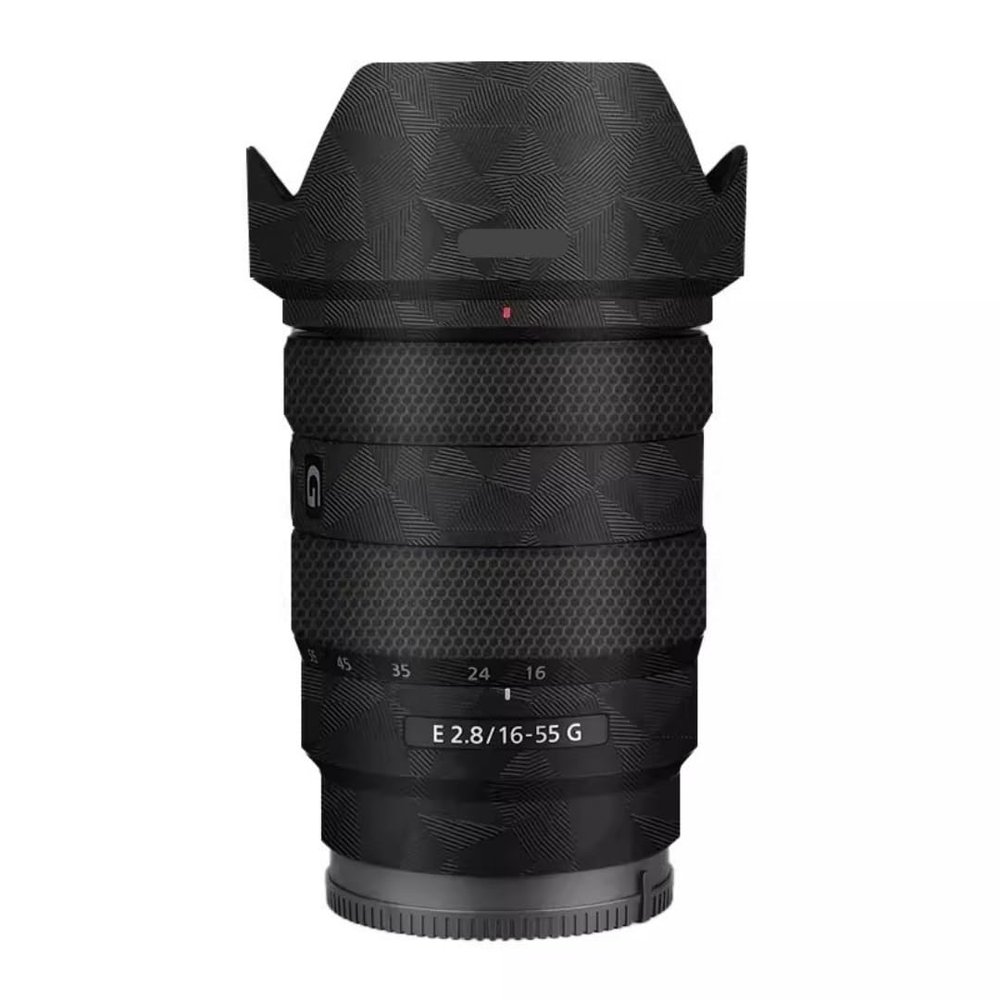 Camera Lens Sticker Coat Wrap Protective Film Body Protector Decal Skin for Sony E 16-55mm F2.8 16-55 2.8(Triangle Black)