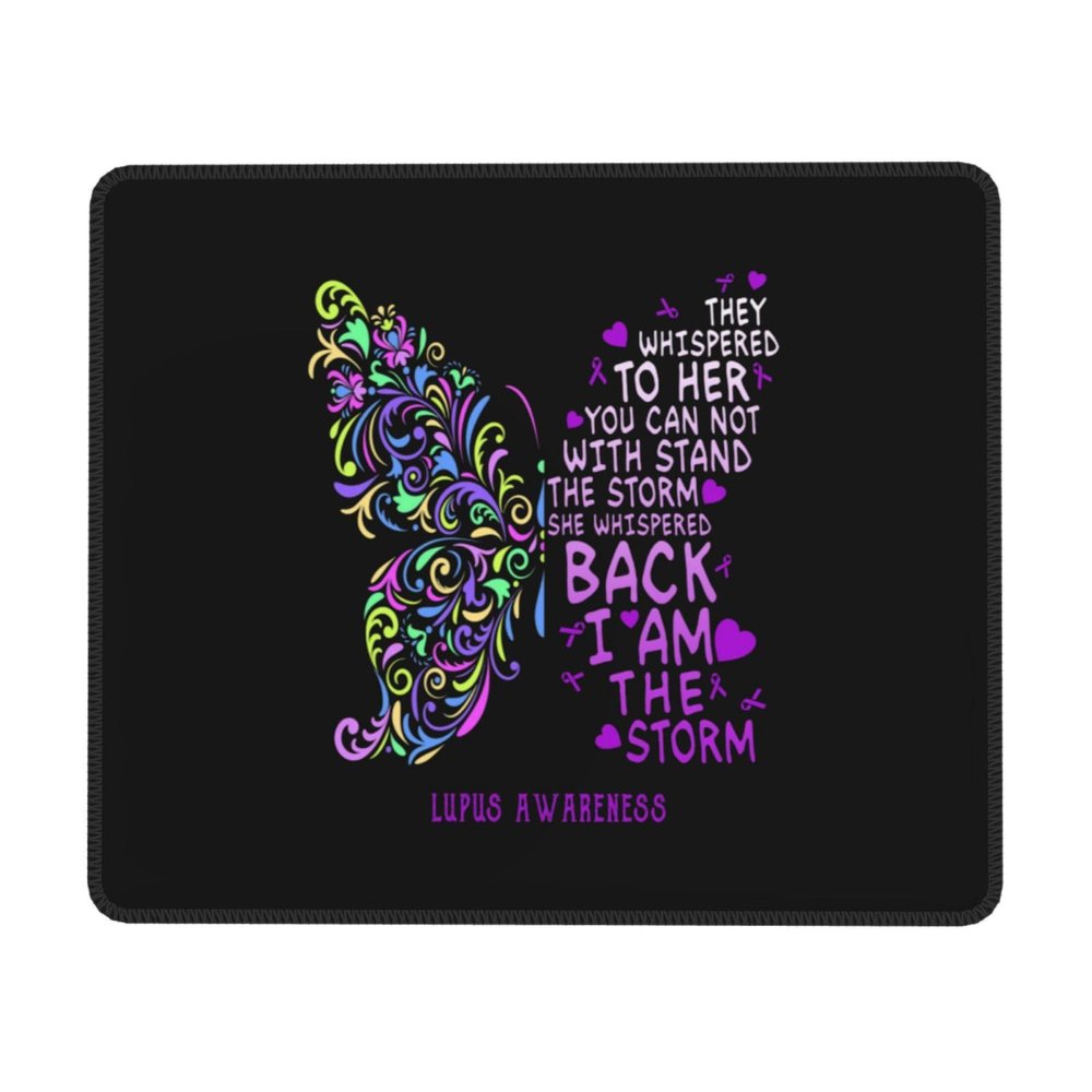 Lupus Awareness Butterfly of Hope Mouse Pad 9.5 x 7.9 inch, Mousepad for Laptop Gaming, Computer Mouse Mat Stitched Edge Non-Slip Rubber Base, Home Office Decor Desk Accessories
