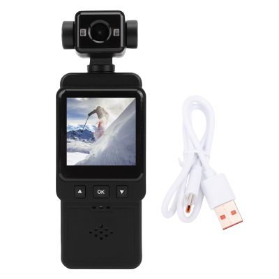 Focket Body Camera, 1080P HD Video Recording Vlog Camcorder, Multi Axis Stabilization 270 Degree and 180 Degree Lens Rotation Multifunctional Body Worn Camcorder for Photography