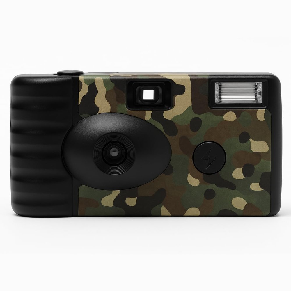 Disposable Film Camera  35mm | 24 Shots | Perfect for Vacations, Parties, Weddings & Events, Easy-to-Use | Built-in Flash | Retro Photos | Film Included | No Batteries Needed (Camo)