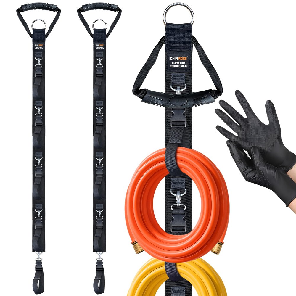 Extension Cord Organizer, 2 PCS Extension Cord Hanger with 5 Detachable Straps, Garage Garden Storage Straps for Cable, Hose, Rope, Tool