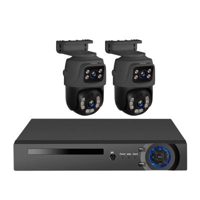 JUCFRDNJ 4CH Poe 6MP Camera System Video Surveillance Kit Security Camera Ptz Camera Outdoor Camera Two Way Audio Full Color Night(None,4CH POE 2PCS 6MP CAM_AU Plug)