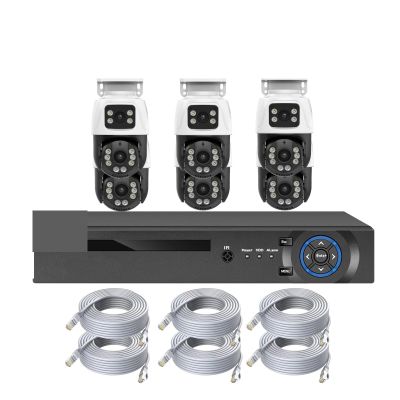 8CH 4CH POE NVR 6MP HD Waterproof Surveillance Camera Dual Lens PTZ Home IP Security System Video H.265 CCTV Kit(None,8CH and 6PCS 6MP)