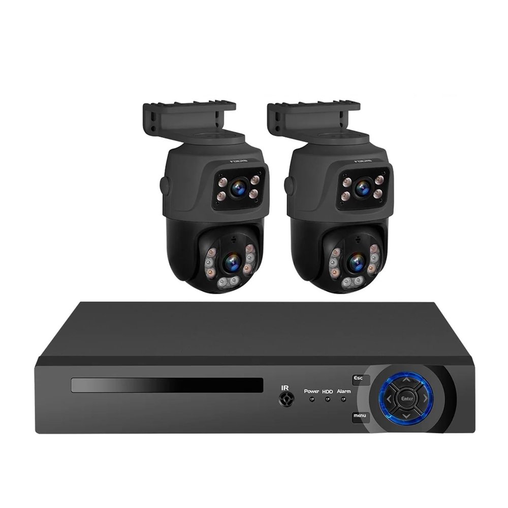 JUCFRDNJ 4CH Poe 6MP Camera System Video Surveillance Kit Security Camera Ptz Camera Outdoor Camera Two Way Audio Full Color Night(3T(),4CH POE 2PCS 6MP CAM_US Plug)