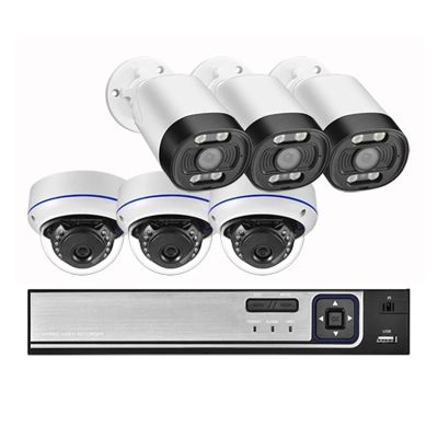 5MP CCTV Security System POE NVR Two-Way Audio Dome Camera/Face Detection Bullet Camera Video Surveillance Set(None,8CH NVR and 6Cameras)