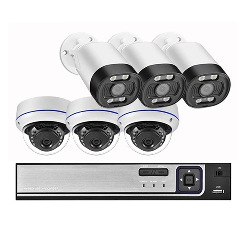 5MP CCTV Security System POE NVR Two-Way Audio Dome Camera/Face Detection Bullet Camera Video Surveillance Set(None,8CH NVR and 6Cameras)