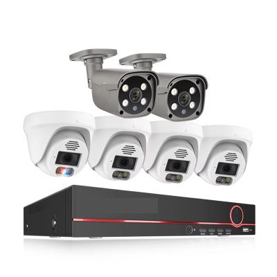 JUCFRDNJ H.265 8CH 5MP POE Camera System Two-Way One-Way Audio Smart AI Face Detect E-Mail Alert CCTV NVR Video POE Security Cam(None,8CH NVR 6 Camera B)