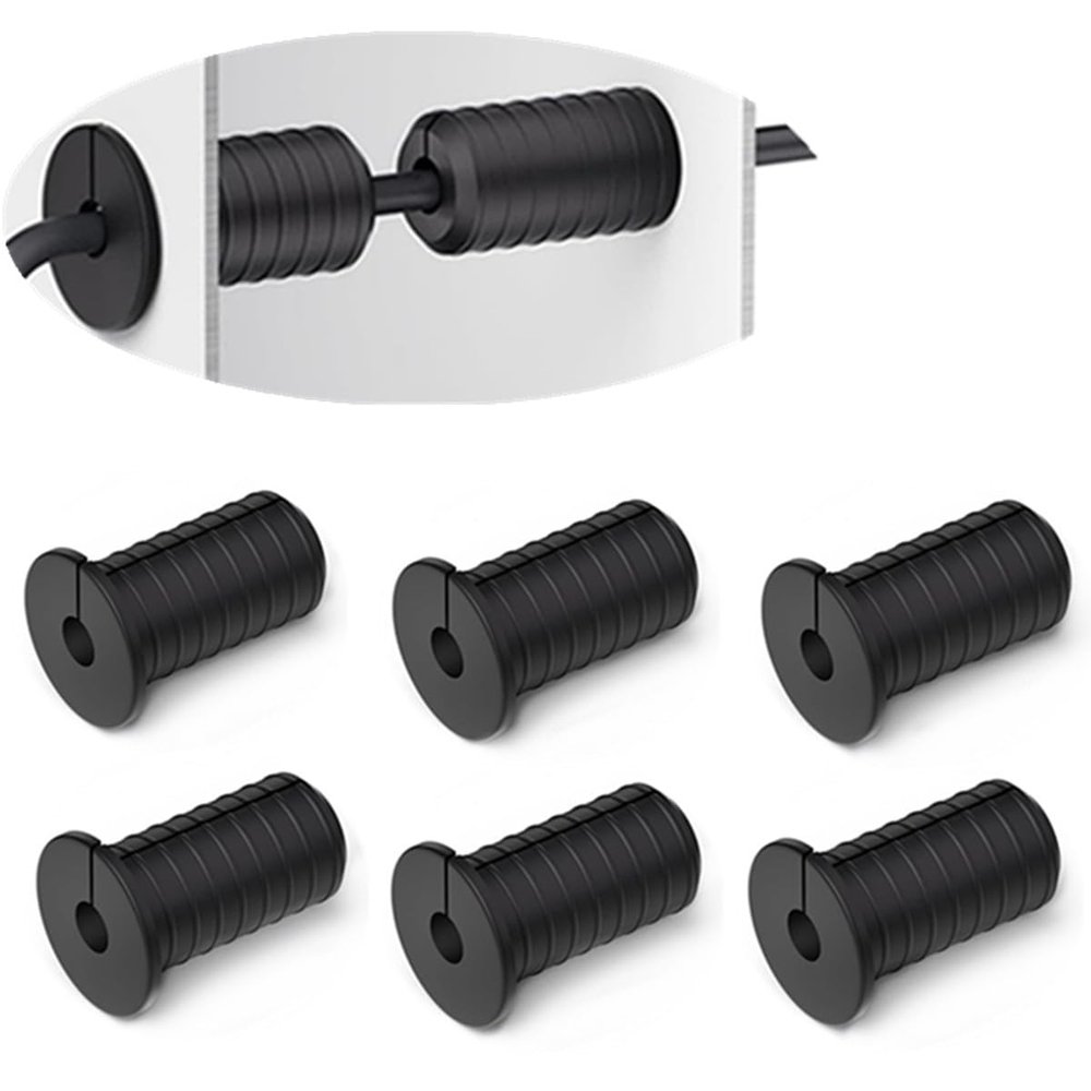 6 Pcs 3/4 inch Silicone Starlink Wall Grommets for Internet, Waterproof Wall Bushing for Organizing Protecting Cords, Black with Thread