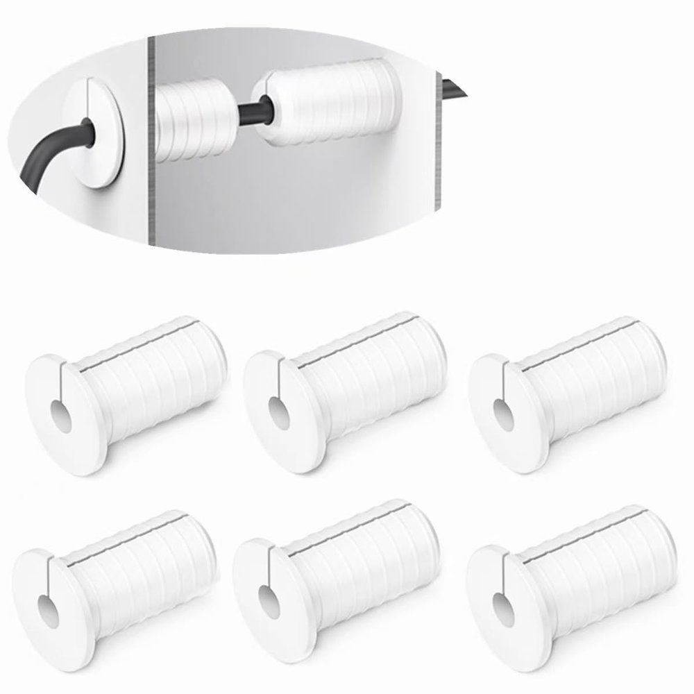 6 Pcs 3/4 inch Silicone Starlink Wall Grommets for Internet, Waterproof Wall Bushing for Organizing Protecting Cords, White with Thread
