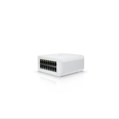 Ubiquity USW-Lite-16-POE Compact 16-Port Layer 2 PoE+ Switch with 8 PoE+ Ports, Fanless Cooling, Internal 60W AC/DC Power Supply, Wall and Desktop Mount Form Factor