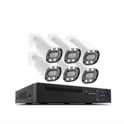 JUCFRDNJ 8CH 5MP HD POE NVR Security Camera System Kit CCTV 2-Way Audio AI Face/Human/Car Detect Outdoor Video Surveillance IP Camera Set(None,8CH NVR x 6 Camera)