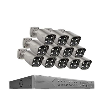 JUCFRDNJ 16CH 8MP 5MP POE Camera System H.265 4K Face Human Detect Two-Way Audio Colorful Night Security Surveillance Camera(None,16CH 12pcs 5MP Cam)