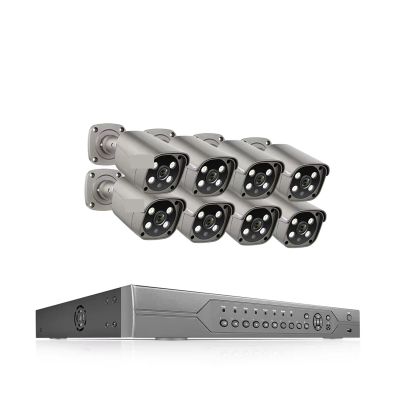JUCFRDNJ 16CH 8MP 5MP POE Camera System H.265 4K Face Human Detect Two-Way Audio Colorful Night Security Surveillance Camera(4T,16CH 8pcs 5MP Cam)