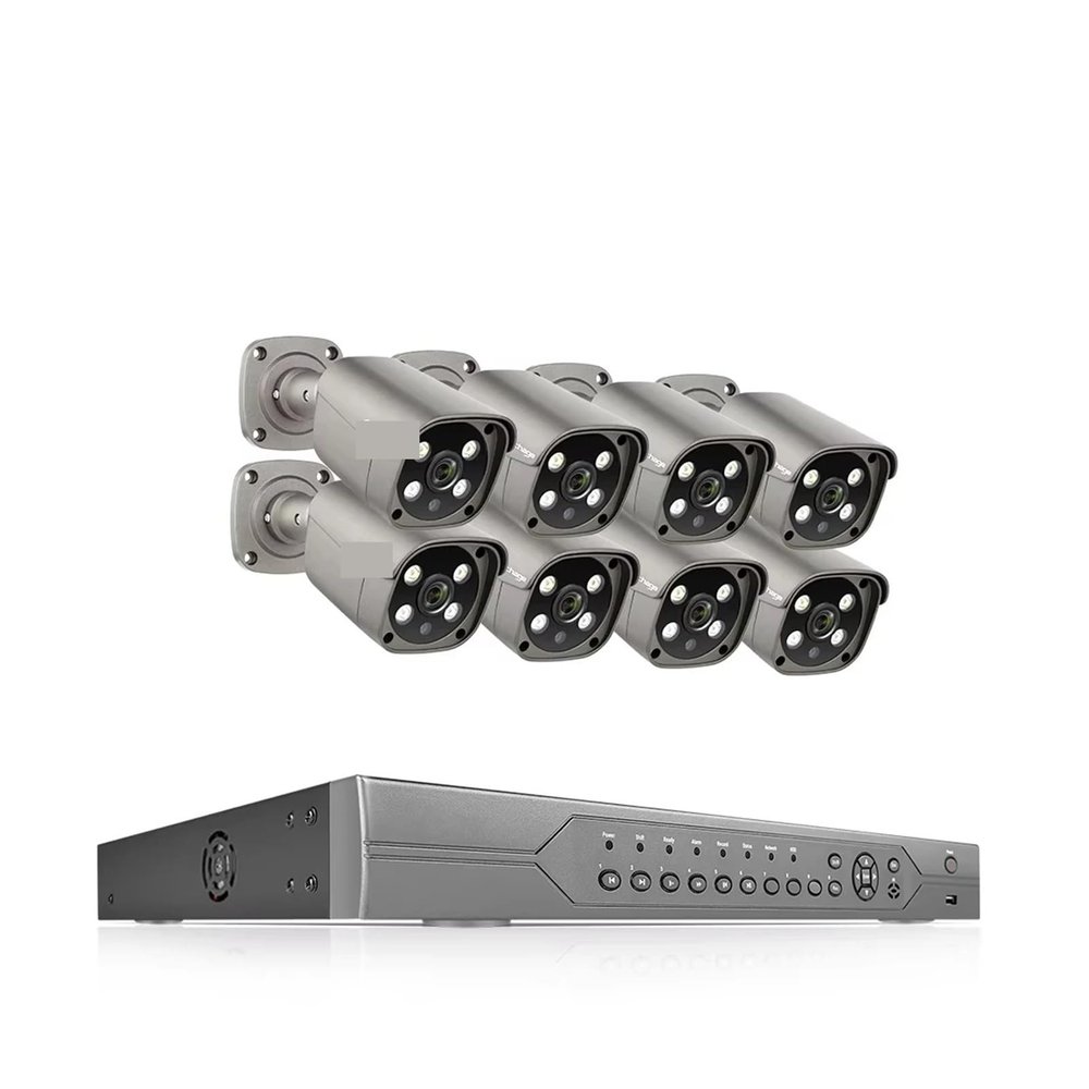 JUCFRDNJ 16CH 8MP 5MP POE Camera System H.265 4K Face Human Detect Two-Way Audio Colorful Night Security Surveillance Camera(4T,16CH 8pcs 5MP Cam)