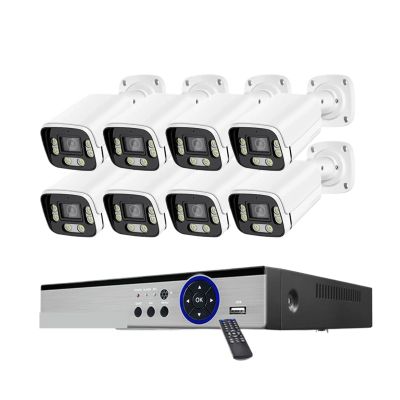 JUCFRDNJ 8CH 4K 8MP CCTV Security System POE 5MP AI Human Detection Outdoor Night Vision Camera Two-Way Audio Video Surveillance Kit(None,8MP 8PCS Camera)