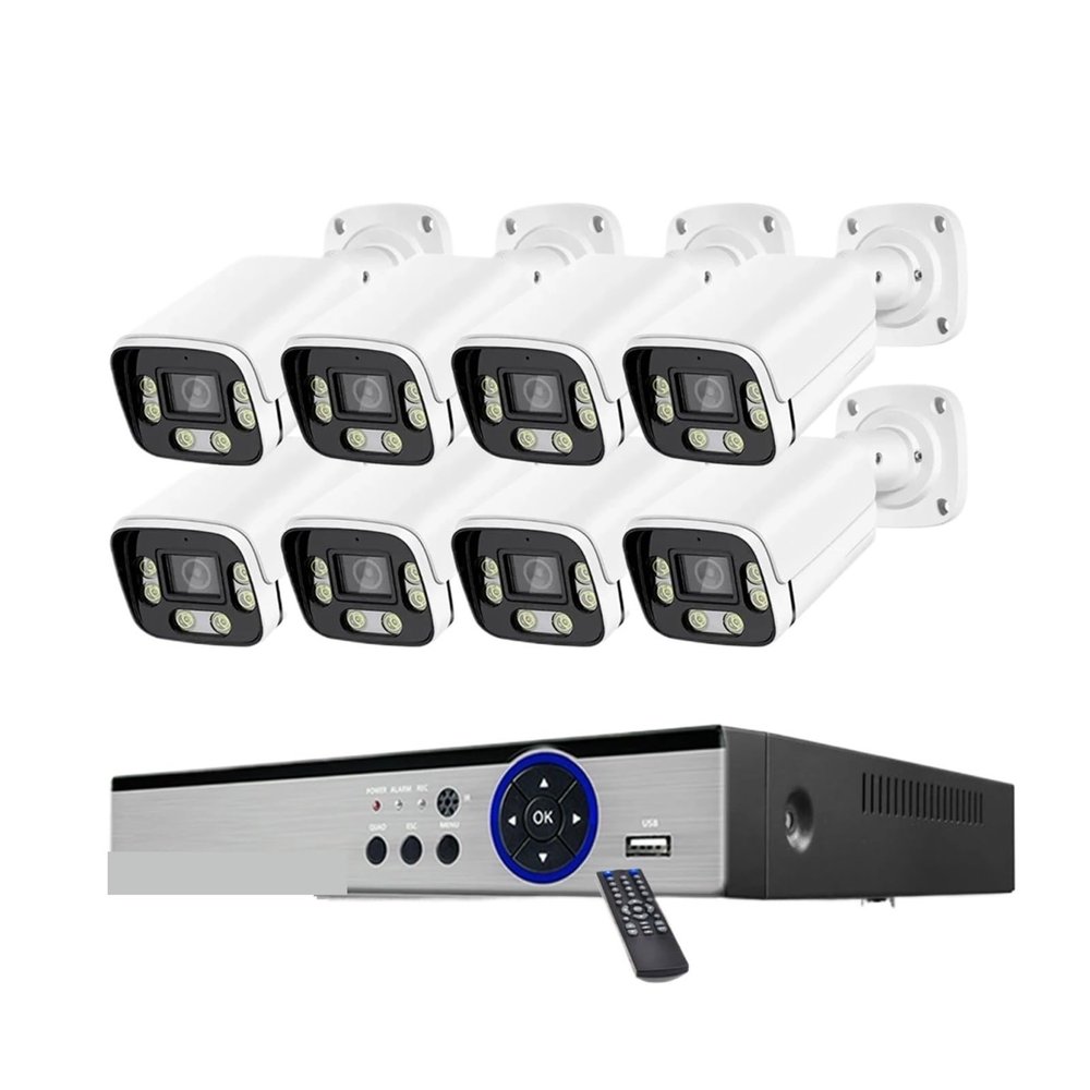 JUCFRDNJ 8CH 4K 8MP CCTV Security System POE 5MP AI Human Detection Outdoor Night Vision Camera Two-Way Audio Video Surveillance Kit(None,8MP 8PCS Camera)