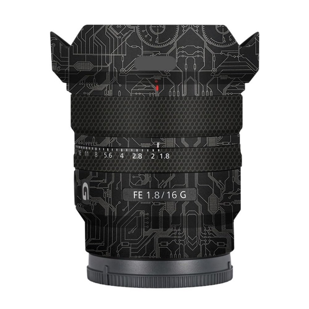 Anti-Scratch Camera Lens Sticker for Sony FE 16mm F1.8 G Coat Wrap Protective Film Skin Cover 16 F 1.8(Circuit Titanium)