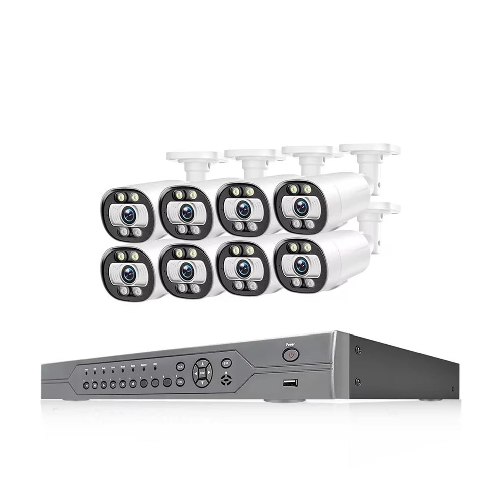 JUCFRDNJ 16CH 5MP POE Camera Kit Security H.265 Surveillance System 2-Way CCTV Security NVR Kit System Smart AI Face Detection(None,16CH 5MP 8 Cameras)