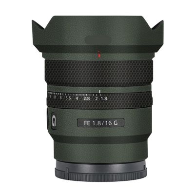 Anti-Scratch Camera Lens Sticker for Sony FE 16mm F1.8 G Coat Wrap Protective Film Skin Cover 16 F 1.8(Leather Green)