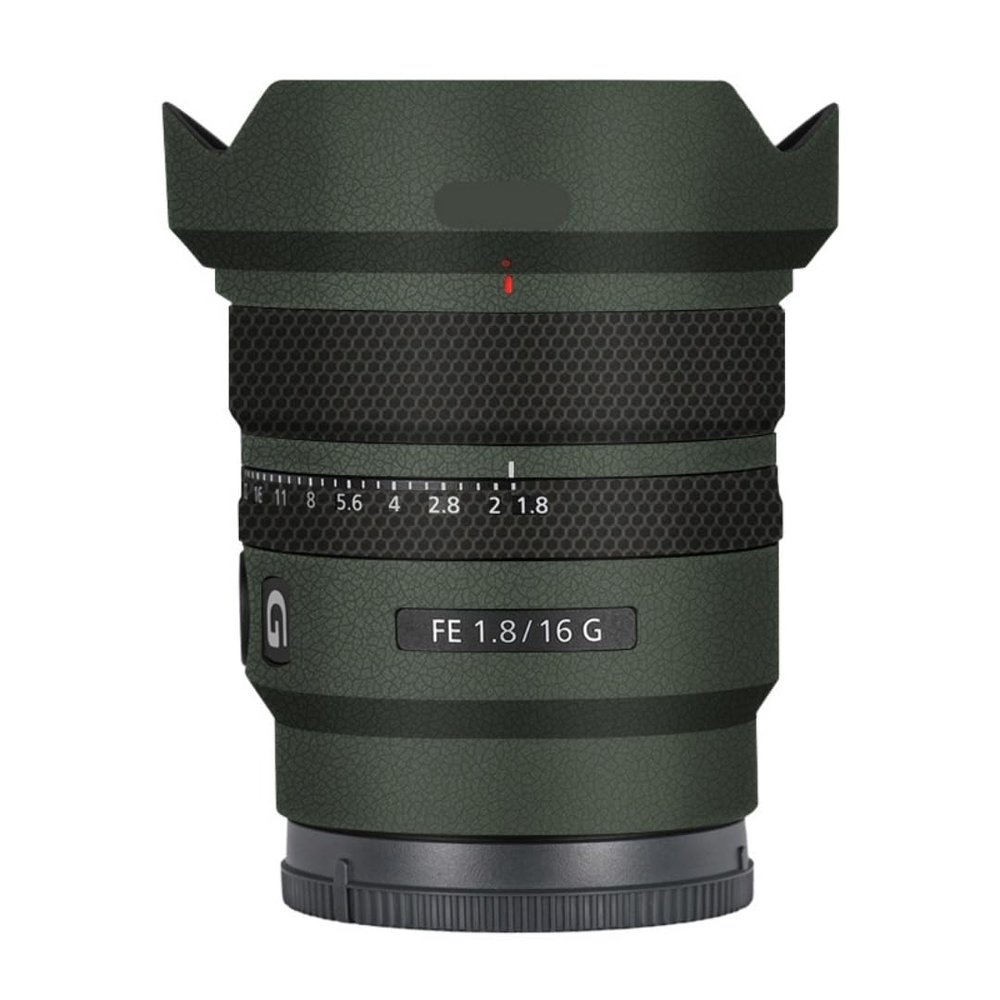 Anti-Scratch Camera Lens Sticker for Sony FE 16mm F1.8 G Coat Wrap Protective Film Skin Cover 16 F 1.8(Leather Green)