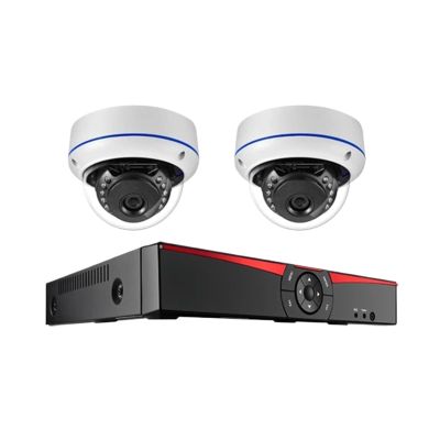 JUCFRDNJ 4CH/8CH Security NVR Sets 5MP POE Camera Face Detection Audio Sound CCTV System Dome Bullet Outdoor Surveillance Kit(None,4CH NVR n 2 Dome)