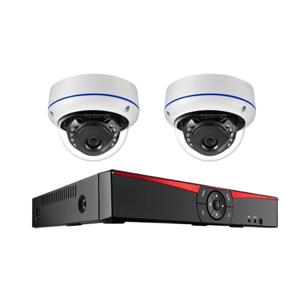 JUCFRDNJ 4CH/8CH Security NVR Sets 5MP POE Camera Face Detection Audio Sound CCTV System Dome Bullet Outdoor Surveillance Kit(None,4CH NVR n 2 Dome)