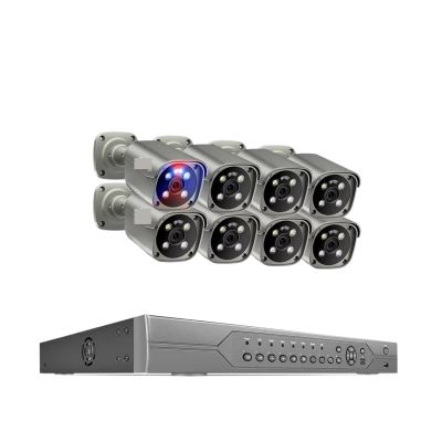 JUCFRDNJ 16CH 8MP 5MP POE Camera System H.265 4K Face Human Detect Two-Way Audio Colorful Night Security Surveillance Camera(None,16CH 8pcs 8MP Cam)